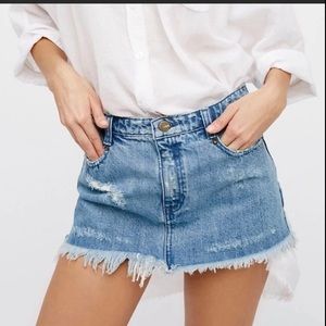 Free People cute to boot jean mini skirt